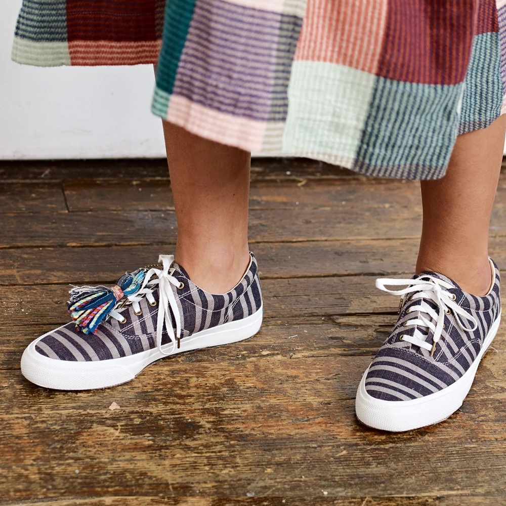 Keds x Ace & Jig Anchor Channel Grey and Black y2k Stripe canvas Sneaker